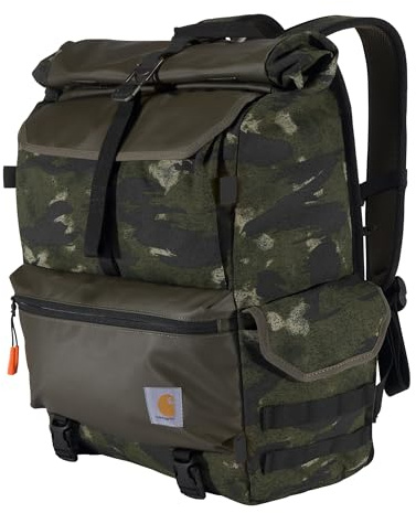 Carhartt 40l Nylon Roll Top Backpack, Heavy-Duty Water-Resistant Material W/ 17 Laptop Sleeve Sac à Dos, Camo Fatigue Aveugle, Taille Unique Mixte