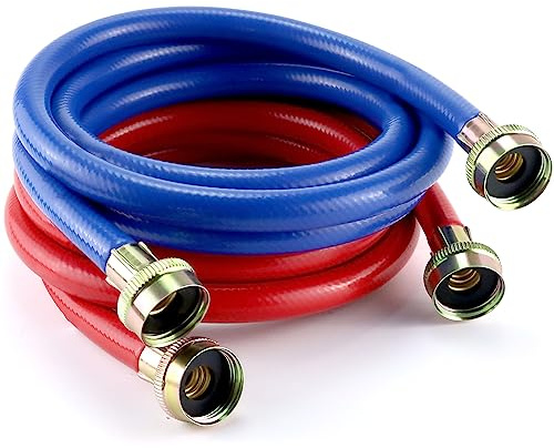 6FT Washer Water Line/Rubber Washing Machine Hoses 6FT,Universal Washing Machine Hose/Washer Water Line for Hot and Cold Water Washer Hoses (2 Packs) with 3/4 Connection Water Supply Lines-by MIFLUS