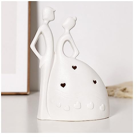 Modern Deko Skulptur, Weiß Couple Skulpturen, Dekoration Wohnzimmer, Schlafzimmer Deko, Tischdeko, Hochzeit Dekoartikel, Keramik