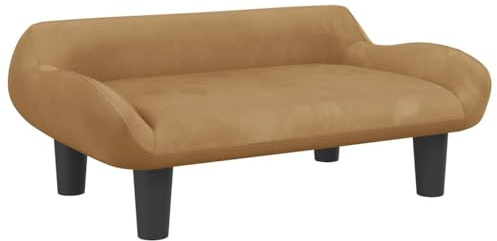 vidaXL Kindersofa, Couch für Kinder, Kindercouch mit runden Kanten, Kindersessel Minisofa Polstersofa Kindermöbel Sofa Kinderzimmer, Braun Samt