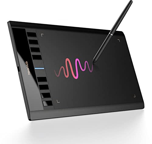 NearHub Tablette à Dessin pour PC, 10x6'' Tablette Graphique avec Stylo Sans Batterie, 8192 Niveaux de Pression/266RPS/8 Touches Rapide, Tablette à Stylet, Tablette à Dessin pour