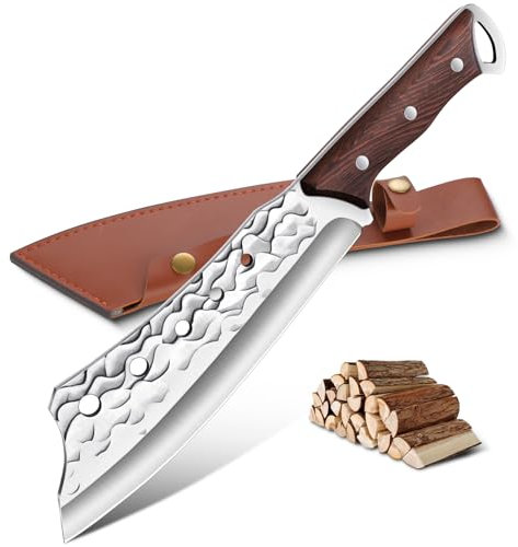 Moontay Outdoor Messer Survival aus 440C Edelstahl Feststehende Klinge Jagdmesser mit Full Tang Wenge Holz Griff scharf echt Machete für Bushcraft Camping und Gartenarbeit Geschenke für Männer