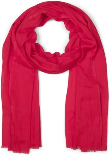 styleBREAKER women's scarf light & transparent with short fringes | solid-colored neck scarf for spring and summer | soft large shoulder scarf 188 x 100 cm, Red