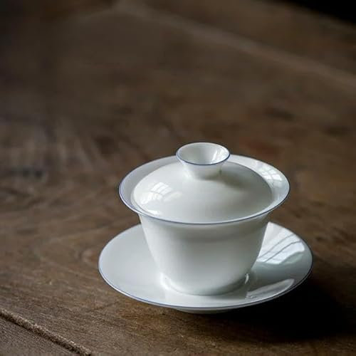 LAMPPE Gaiwan Chawan Tazza da tè Puer Set di Ciotole Zuppiera Kung Fu Cinese Tazze Porcellana Ceramica Stoviglie Cerimonia Embrione Bianco