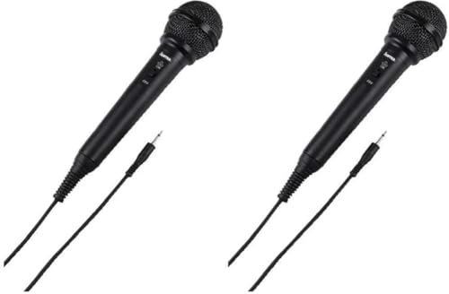 Hama - 46020H - Micro monophonique, Finition Noire métal, Jack de 3,5mm et Adaptateur 3,5/6,35 mm, Interrupteur Marche/arrêt sur Le Micro, 600 Ohms, Dynamique et unidirectionnel - Cordon 3.00m