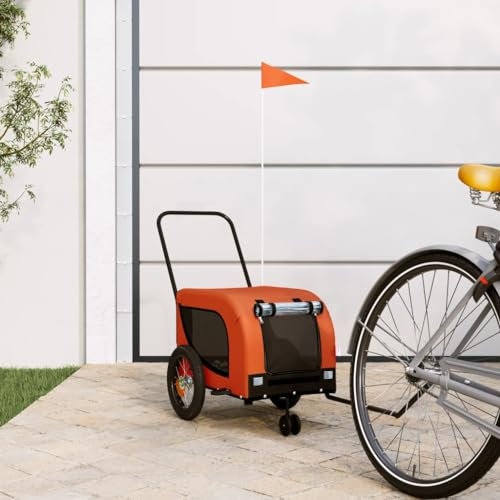 LAPOOH Fahrradanhänger Hunde Orange und Schwarz Oxford-Gewebe & Eisen, Fahrrad Anhänger, Lastenanhänger, Handwagen, Fahrrad-lastenanhänger, Lastenfahrrad - 94012