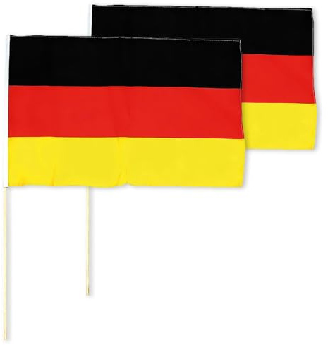 2 x Stabfahne Flagge mit Holzstab Fanartikel Deutschland EM Fußball