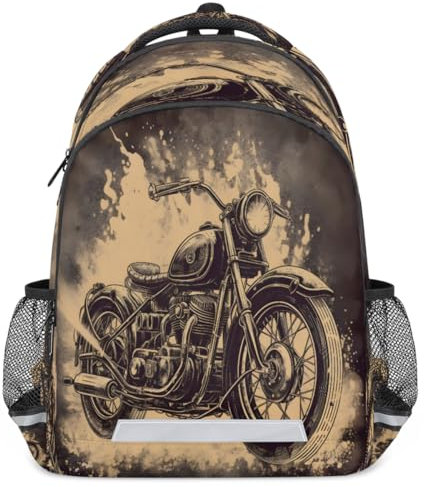Rucksack im Vintage-Motorrad-Design, multifunktional, Schultasche, Rucksack, 20 l, Laptop-Tasche, Reisen, lässiger Tagesrucksack für Kinder, Mädchen, Jungen, Männer, Frauen, farbig, XL