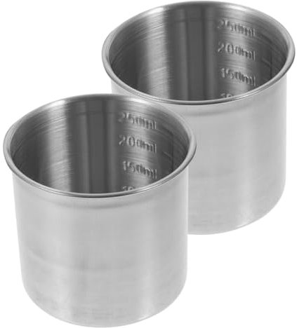 PRETYZOOM 2pcs Stainless Steel Measuring Cups 250ml Scaled Flour and Rice Kitchen Containers Commercial Use Precision Measurement Set