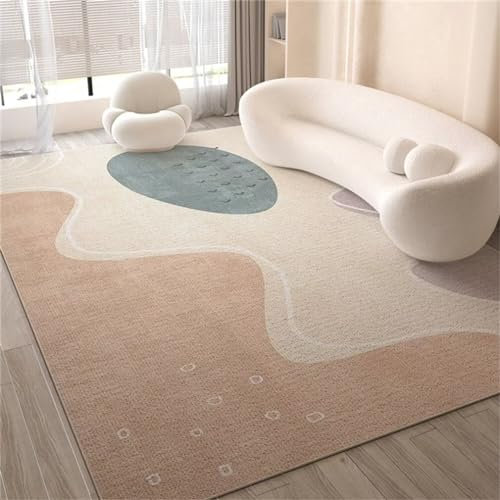 RUGMRZ Teppich KurzflorTeppiche Für Wohnzimmer küche waschbar rutschfest 200x300CM SandfarbeBlauer, weicher und bequemer, frischer, Schlichter