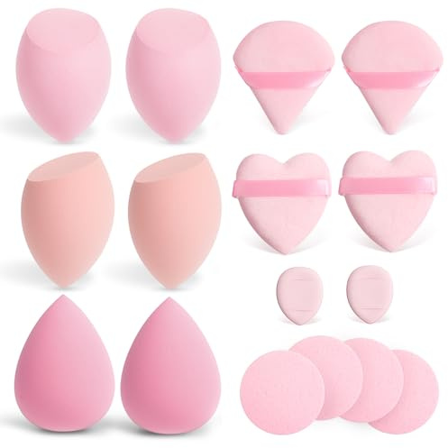 AiQInu 16 stück Make Up Schwamm Set, Foundation Beauty Blender, Makeup Sponge Set, Beauty Sponge für Flüssiges Foundation Puder, Foundation Puff Kosmetik Werkzeug