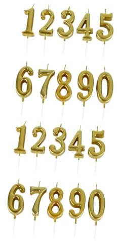 Amosfun 20 Stk Anzahl Kerzendekore Mehrfarbige Kerzen Anzahl Gefälligkeiten Goldene Zahlen Für Kuchen Feier Leuchtende Geburtstagszahl