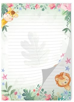 Briefpapier Briefblock Heft Notizblock für Jungen Mädchen Kinder Tiere Löwe Giraffe (1 Block A4 mit 25 Blätter)