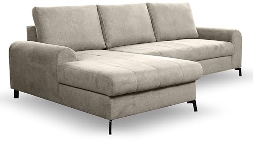Aida Ecksofa – Funktionales Schlafsofa, kleines Sofa für Wohnzimmer oder Gästezimmer, günstiges Sofa mit Ausziehfunktion, ideal für kleine Räume – 252x87x168cm, Links, Farbe Brooklyn Truffle
