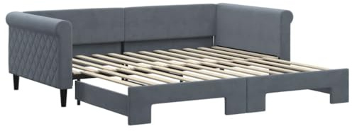 vidaXL Tagesbett Ausziehbar Dunkelgrau 100x200 cm Samt