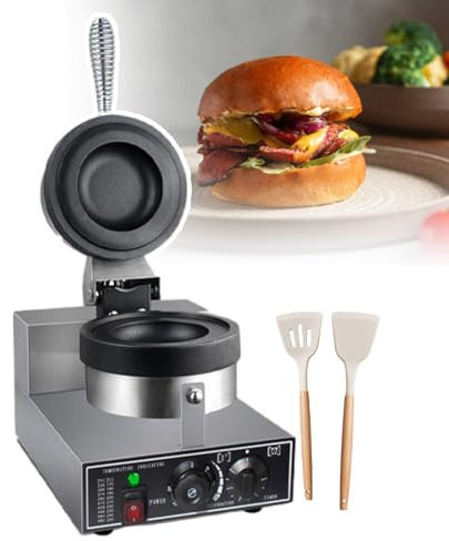 pedenencelia Electric Burger Maker Machine, Nonstick Hamburger Press Baking Machine, Ufo Burger Maker, Double Sided Constant Temperature, 0~5 Minutes Timing, With 2 Silicone Shovel