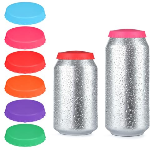 Oruola 6pcs Tin Can Covers Lids,Reusable Can Lids for Tins,Leak-Proof & Dust-Resistant Tin Covers,Silicone Cans Closer Lid Beverage,Perfect for Beer Juice Energy Drink Cans(Multi Color)