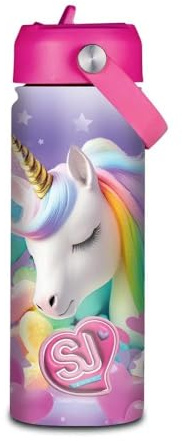 TheCartoonWorld Borraccia Termica 500 ml con Cannuccia Sj Gang/SEVEN GIRL (Unicorno)