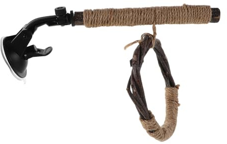 JOINPAYA Percha de Madera con Ventosa para y Periquitos Juguete de Cuerda Soporte de Juego y Columpio para Aves Pequeñas Accesorios de Jaula de Aves