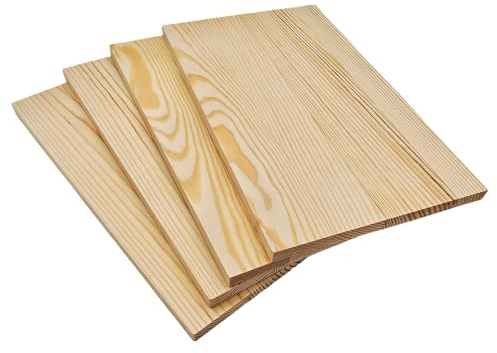 Rechteckige Holzbretter, unlackierte Holzblöcke zum Basteln, 25 x 15 x 1 cm, blanko, zum Schnitzen, Malen und Brennen, 4 Stück