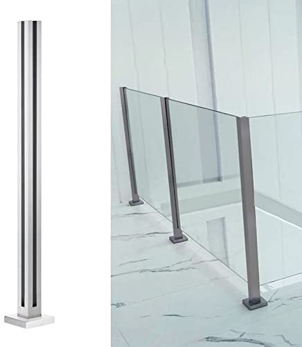 Poteau de balustrade en acier inoxydable pour panneaux de bois en verre et plastique de 10/12 mm, balustrade de 65 cm, pour balcon, escalier, intérieur/extérieur, poteaux d'angle de 95 cm