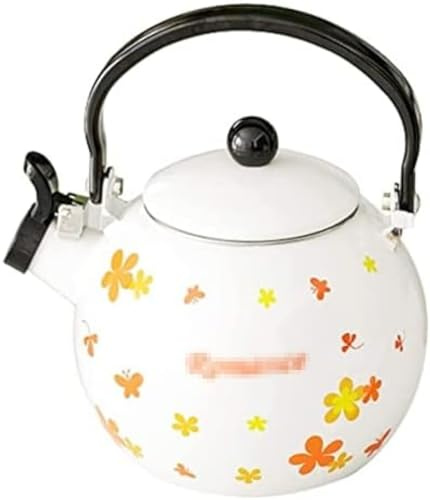 Bollitore da fornello con fischio, bollitore da 1,4 l, teiera Smaltata per fornello, Manico ergonomico, bollitore per fornello a Gas Universale, teiera da fornello a induzione, Rosa || 12 *