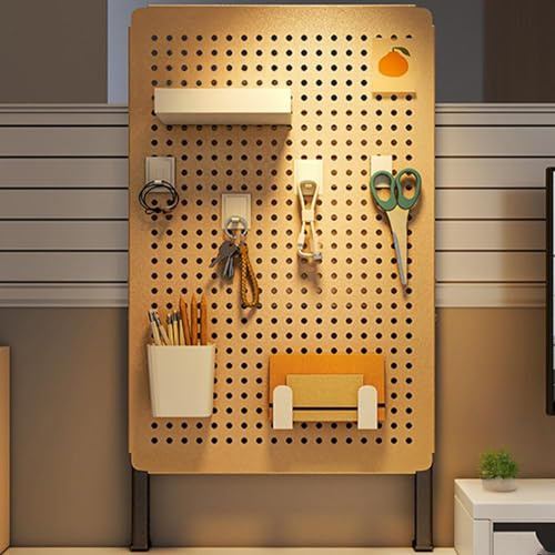 SXKLLYX Tablero Perforado con Abrazadera de Escritorio y Accesorios, Panel Perforado de Metal, Altura Ajustable, Adecuado para Organizar El Hogar la Oficina y la Configuración de Juegos(Yellow)