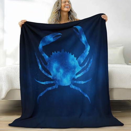 Tiere Krebs Runen Bedruckt Sherpa Decke Werfen 180 x 200 cm, Fantasy Stil Weiche Plüsch Überwurfdecke für Bett Couch Sofa Büro Camping Stuhl Wohnzimmer - Fuzzy Fleece Decke Für Kinder Mädchen