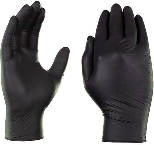 10/30/50/100 pezzi Guanti monouso in nitrile neri in lattice senza polvere for lavori domestici, pulizia, industria automobilistica, giardinaggio, utensili da cucina(10PCS-5 Pairs,L)