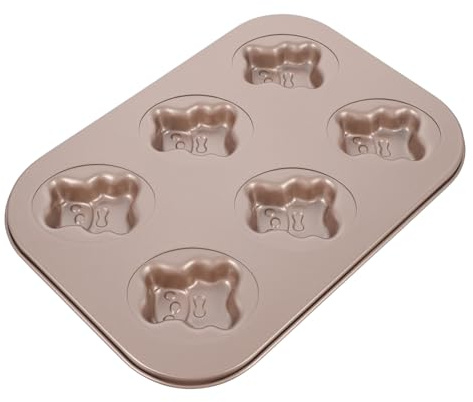 IWOWHERO Moule à Gâteau Ours en Acier au Carbone, 6 Cavités Cuisine | Qualité Alimentaire, Surface Antiadhésive, pour Desserts de Banquet et Repas Familiaux, Usage DIY