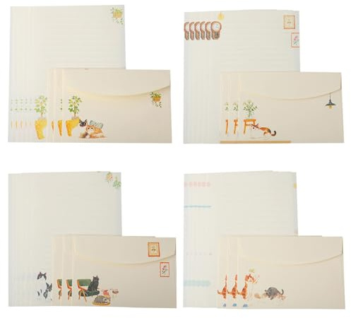 36Pcs Writing Paper and Envelopes Set, Cat Themed Letter Writing Set, 24 Pcs Letter Paper with 12 PCS Envelops, Letter Writing Set for Invitation Gifts Greeting Cards