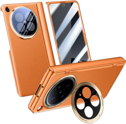 Leather Case for OPPO Find N6, Cell-phone Hinged Cover for Find N 6, Kickstand, Mobile Phone Shell, Leather Holster Orange