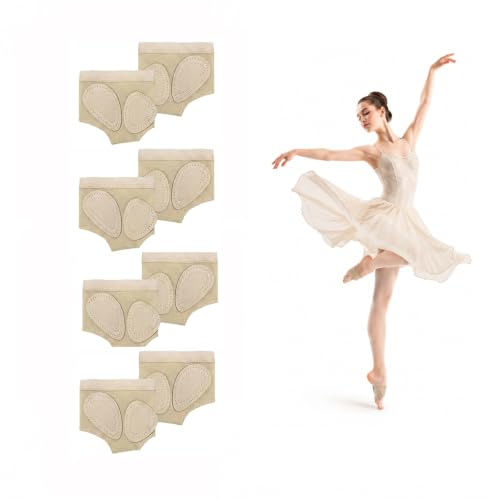PAXQNVTR 2 Pairs Foot Thongs for Dance Girls Women, Nude Breathable Half Sole Dance Paws with Cushioned Pad, Soft Stretch Non-Slip Foot Undies for Ballet, Jazz, Contemporary, Lyrical