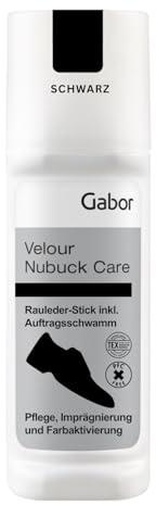 Gabor Leder Pflege-Stick für Wildleder Schuhpflege Schuhcreme Farbauffrischung Imprägnierung für Rauleder Velours Nubuck Textilien Mesh TEX-Materialien 75 ml mit praktischem Schwamm-Aufträger