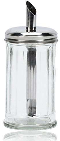 Classic Retro Cafe Glass Sugar Dispenser Pourer Shaker Large Stainless Steel