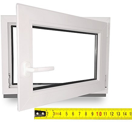 Kellerfenster - Kunststoff - Fenster - weiß - BxH: 70X55 cm - DIN Rechts - 2-Fach Verglasung - Wunschmaße ohne Aufpreis - Lagerware