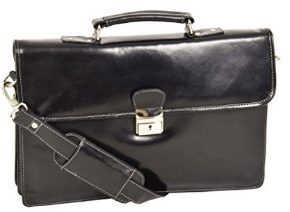 Herren Echtes Leder Aktenkoffer Schwarz Slim Smart Office Executive Schulter Satchel - Lima