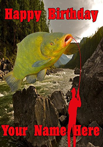 Giftsforall bd119 Grußkarte zum Angler, lustig, Happy Birthday, A5, personalisierbar