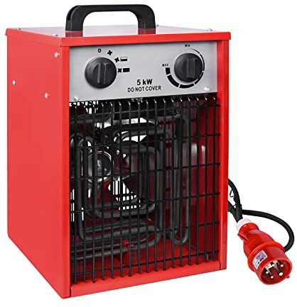 HENGMEI Heizlüfter Elektroheizung mit 4 Heizstufen, Profi Baustellenheizer Bauheizer Elektroheizer Heizluefter Heizstrahler mit Thermostat Heizgeraet Heizgebläse, 400V Netzspannung (5kw) | Profi Baustellenheizer Bauheizer Elektroheizer Heizluefter Heizstrahler mit Thermostat Heizgeraet Heizgebläse