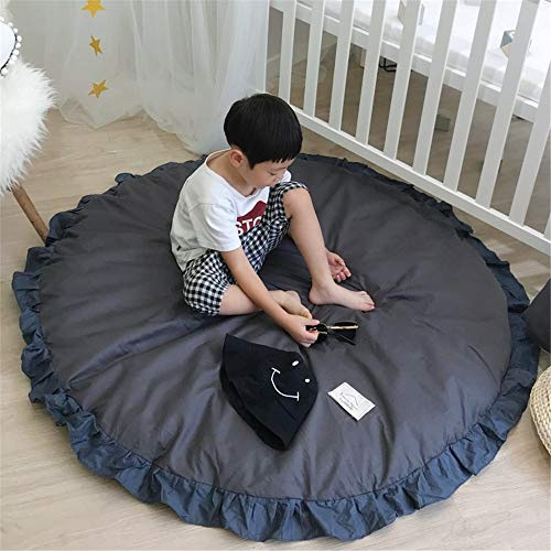 Martin Kench Baumwolle Krabbeldecke Kinder Baby Spielmatte Runde Teppich Kriechmatte Spielzelte Dekoration fürs Kinderzimmer 120 * 120cm (Dunkelgrau)