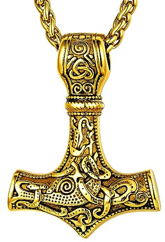 FaithHeart Halskette Herren Edelstahl Wikinger Mjölnir Kette für Jungen Schmuck für Weihnachten Geburtstag