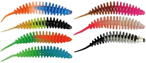 Paladin 6,5cm Probaits Feinripp Mix Gummiköder - 7 Forellenköder, Farbe/Geschmack:Mix Triple Color/Knoblauch