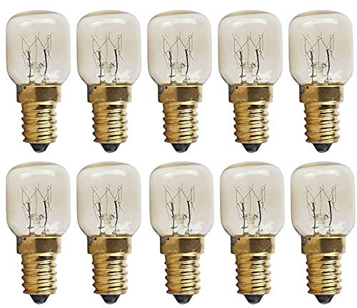 BesYouSel E14 T22 15W Oven Light Bulb - Microwave 300 High Temperature Warm White Incandescent 360 Beam Angle, 120V, Pack of 10