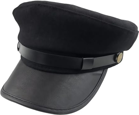 Bamboopack Sombrero de chofer de Moda para Mujeres y Hombres, Gorra de periódico, Sombrero de yate, capitán Marinero, Color Negro
