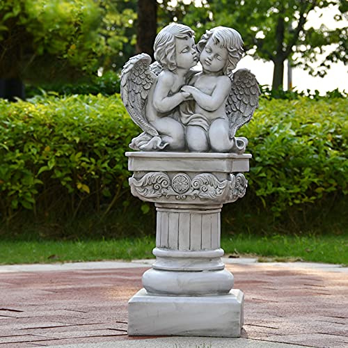 LONG-L Statua di Colonne Romane Angelo da Giardino,Statuette Cherubini in Resina Antica,Ornamenti Religiosi di Preghiera,per Terrazza Interni/Esterni,K