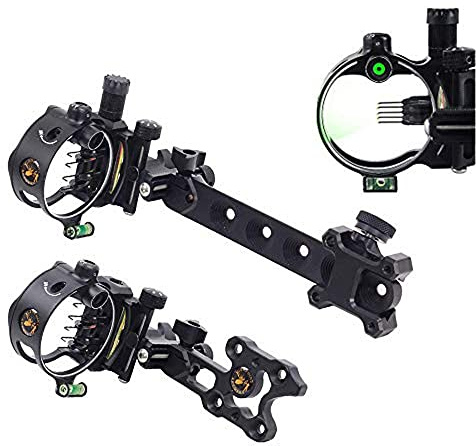 Bogenvisier 5 Pin / 7 Pin Bogenvisier Netzhaut Mikro verstellbares Jagdvisier mit Bogen Viesier leichte Aluminiumlegierung Zielgerät Compound Bogenvisier Bogenschießen Zubehör (5 Pins Lange Schwarz)
