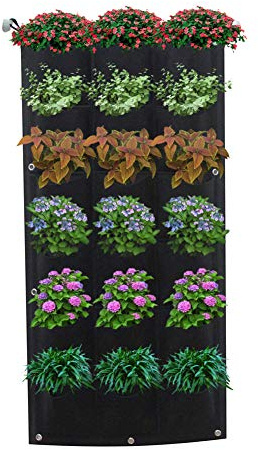QYLJZB Hängende Garten Pflanztaschen mit 18 Taschen, Vertikale Wandbehang Blumentopf Tasche für Wand Garten Blume, Indoor Outdoor Hof Balkon Pflanzen Blume