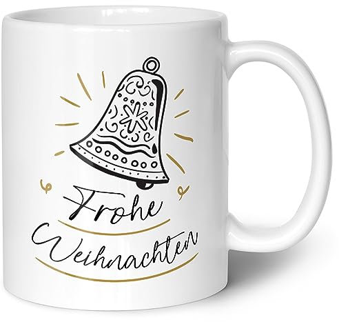 GRAVURZEILE Tasse mit Weihnachtsmotiv - Weihnachtsglocke - Geschenke für Frauen & Männer - Lebensmittelecht - Geeignet für die Mikrowelle - Geschenk zu Wichteln und Weihnachten - Weiß