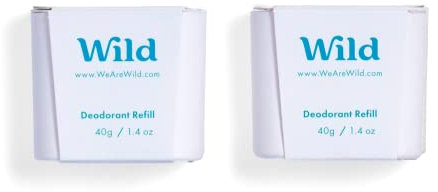 Wild - Natural Refillable Deodorant - Fresh Cotton & Sea Salt Refill Duo Pack - Vegan & Eco-Friendly - Aluminium Free - Long Lasting Protection - Natural Ingredients - 2 Pack of 40g Refills