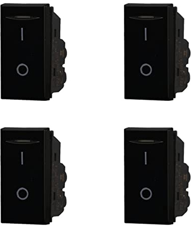 4 Piezas Interruptor Bipolar 0-1 Compatible con Bticino Axolute (Negro)